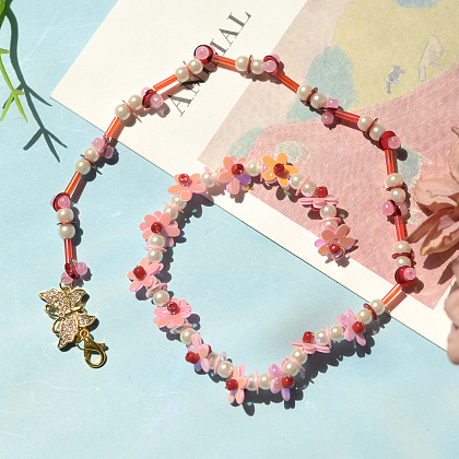 Весенний стиль розовый браслет из бисера с пайетками