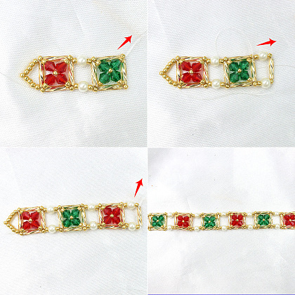 Браслет из семян и стеклянных бусин на рождественскую тематику-4