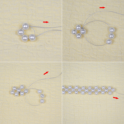 Зеленый двухконусный браслет из стеклянных бусин со стеклянными жемчужными бусинами-4