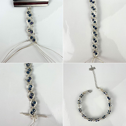 Bracelet tressé en fil de fer avec perles de verre-4
