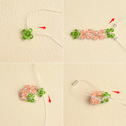 Серьги из розовых бантов и стеклянных бусин-3