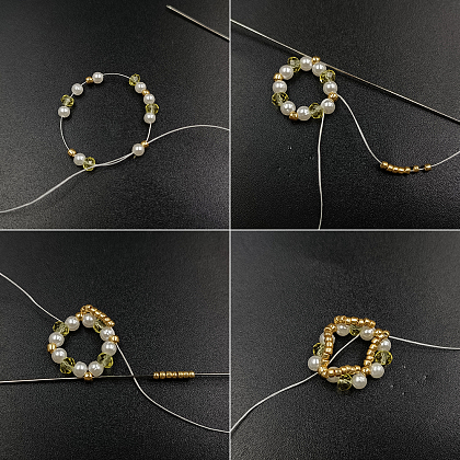 PandaHall Selected idea su un braccialetto con perline e castoni dorati-3