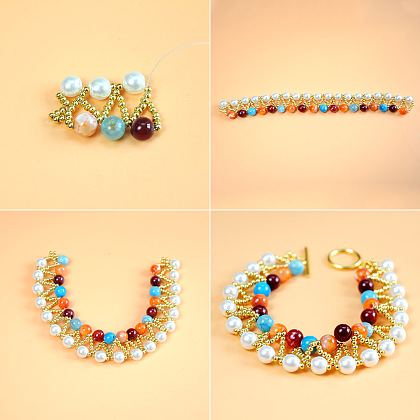 Красочный браслет из бисера с застежкой-тоггл-4