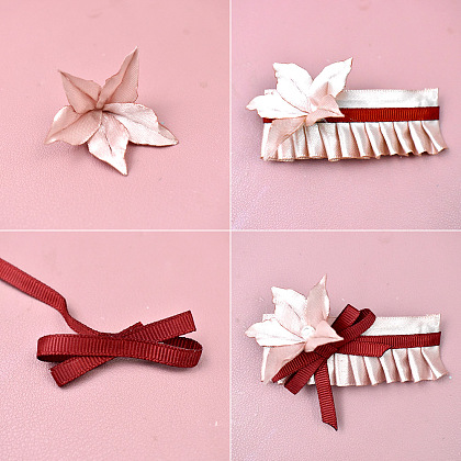 Заколка для волос с лентой и жемчужиной-5