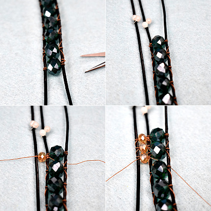 Многоярусный браслет из стеклянных бусин-4