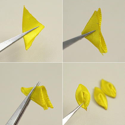 Брошь-цветок из ленты ручной работы-3