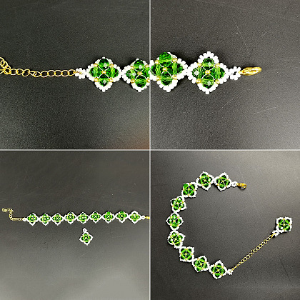 PandaHall Selected Tutorial on Green Crystal Beaded Bracelet-7