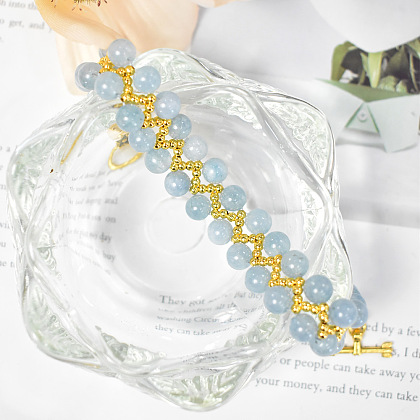 Bracelet de perles de pierres précieuses avec fermoir à bascule-1