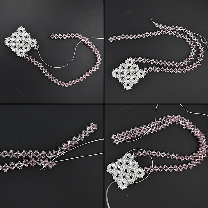 Collier de perles de verre rhombique-5