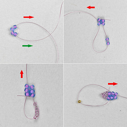 ガラスパール付きマルチカラーシードビーズブレスレット-3