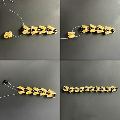 Браслет из черного и золотого стекла со стеклянными бусинами-5