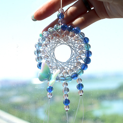 Плетеный ловец снов с акриловыми бусинами-4