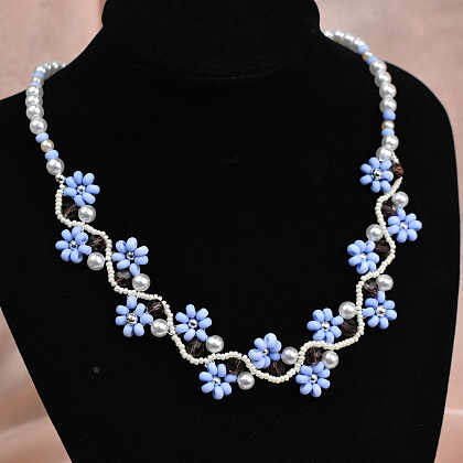 Голубое ожерелье из жемчуга в свежем стиле-5