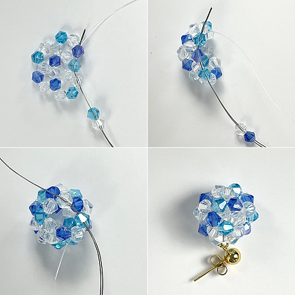 Boucles d'oreilles pendantes en perles d'hortensia-4