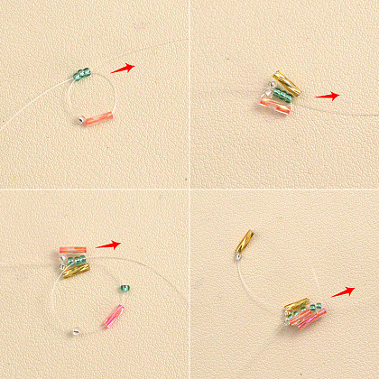 Браслет из розового и золотистого стекляруса-3