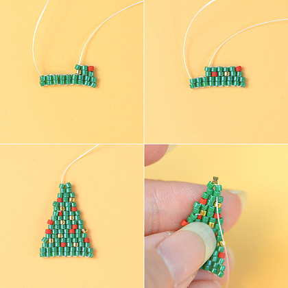 Christmas Tree Beaded Earrings-4