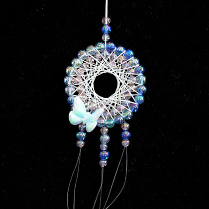 Плетеный ловец снов с акриловыми бусинами-5