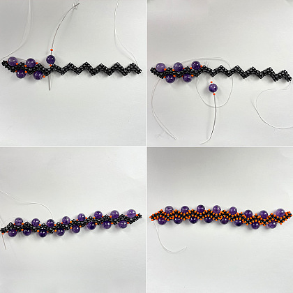 Bracelet ondulé en perles de couleur halloween-4