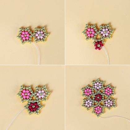 PandaHall Selected 花の形をしたシードビーズのイヤリングのチュートリアル-5