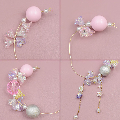 花のアクリルビーズキャップ飾り-4