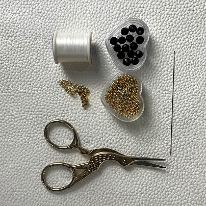 Браслет из черного и золотого стекла со стеклянными бусинами-2