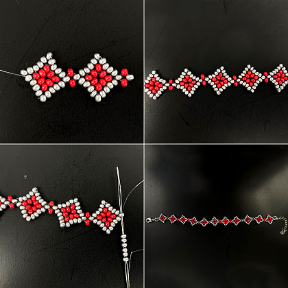 PandaHall Selected idée de bracelet en perles de rocaille carrées-5