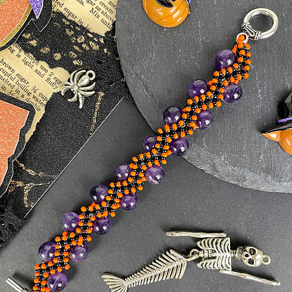 Bracelet ondulé en perles de couleur halloween-6