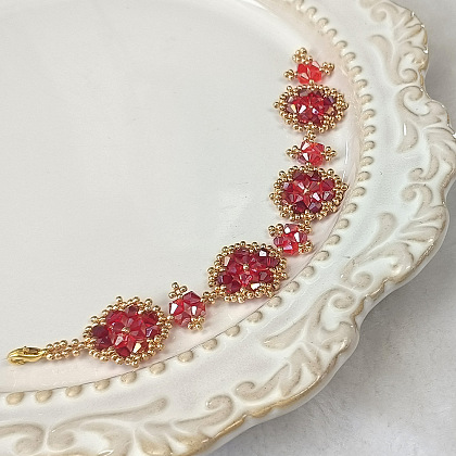 PandaHall Selected tutorial sul braccialetto con perle di vetro bicono rosse-7
