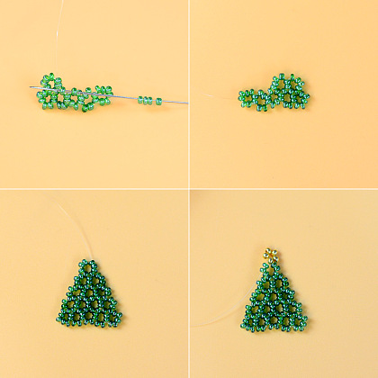 クリスマスツリーの形をしたビーズのイヤリング-4