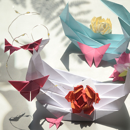 Оригами фонарь лодка-6