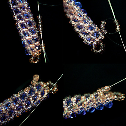 Bracelet perles de verre à facettes violettes-6