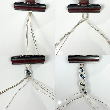 Bracelet tressé en fil de fer avec perles de verre-3
