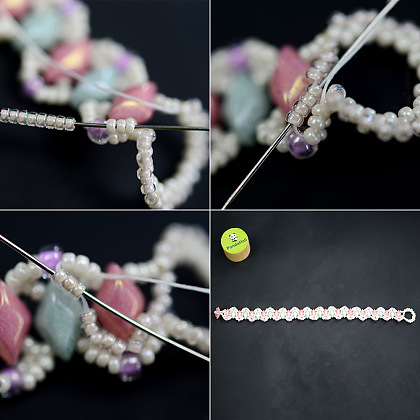 Браслет из стеклянных бусин с 2 отверстием-6