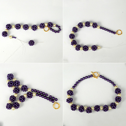 Стекло жемчуг бисером ожерелье-6