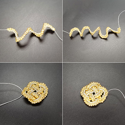 PandaHall Selected мастер-класс по изготовлению серег из бисера с золотыми семенами-4