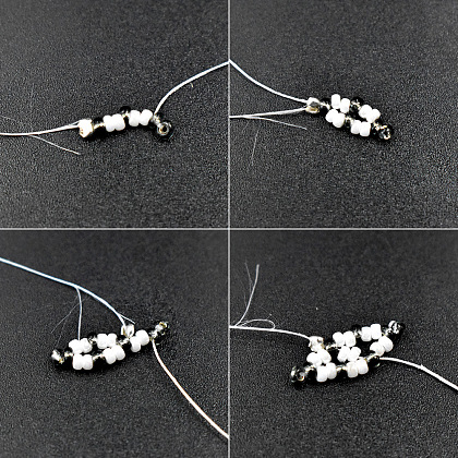 PandaHall Selected tutorial sul braccialetto ondulato con perline di vetro bianche e nere-3