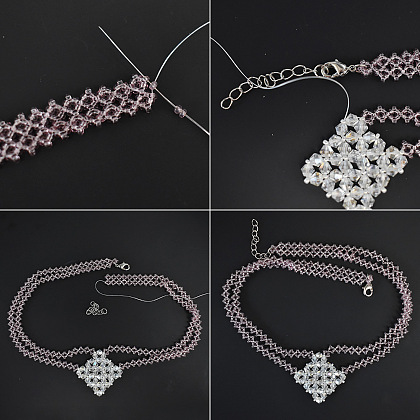 Collier de perles de verre rhombique-6