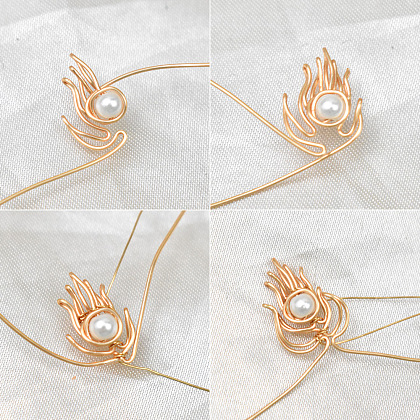 Брошь в виде листа, обмотанного проволокой-4