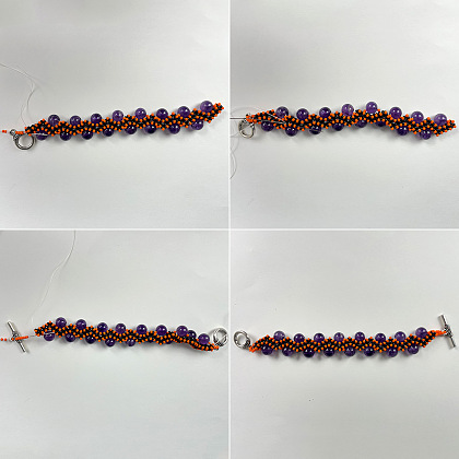 Bracelet ondulé en perles de couleur halloween-5