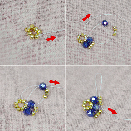 Браслет из синего сердца со стеклянными бусинами-3