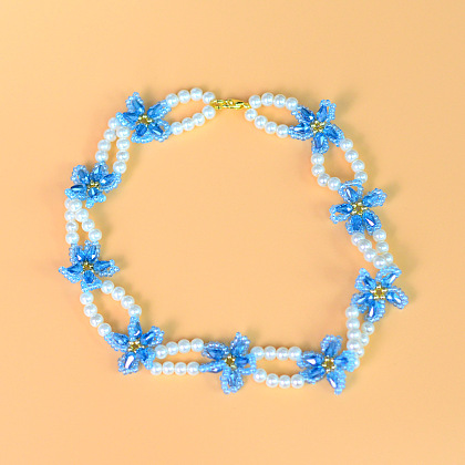 Collier en forme de fleur avec perles-6