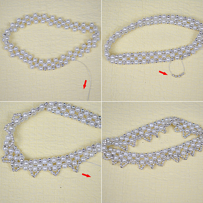 Зеленый двухконусный браслет из стеклянных бусин со стеклянными жемчужными бусинами-6