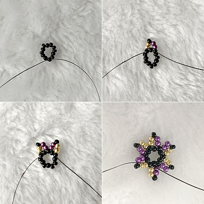PandaHall Selected tutoriel sur les boucles d'oreilles à fleurs en perles de graines tricolores-3