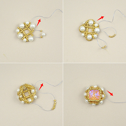 Ожерелье из розового жемчуга с инкрустацией стразами-4