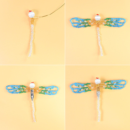 Libellenförmige Perlenbrosche-5