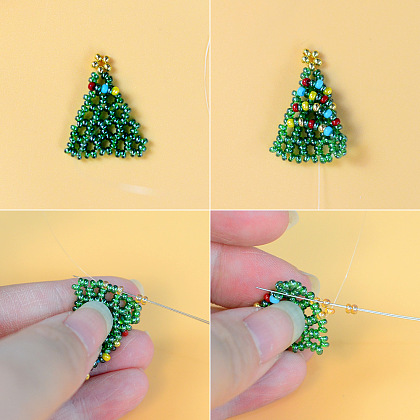 クリスマスツリーの形をしたビーズのイヤリング-5