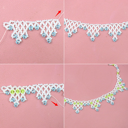 Ожерелье из кружева и стеклянных бусин-5