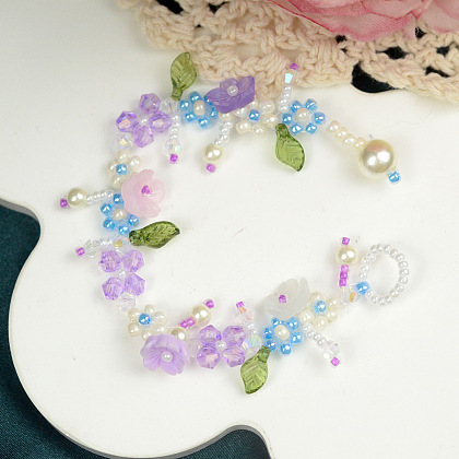 Flourishing Theme Purple Glass Bead Bracelet