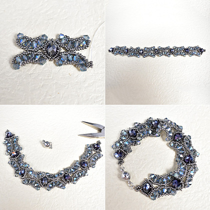 Граненый браслет из стеклянных бусин-6