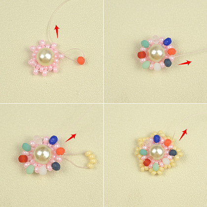 Розовое цветочное ожерелье из бисера с бусинами и стеклянными бусинами-7
